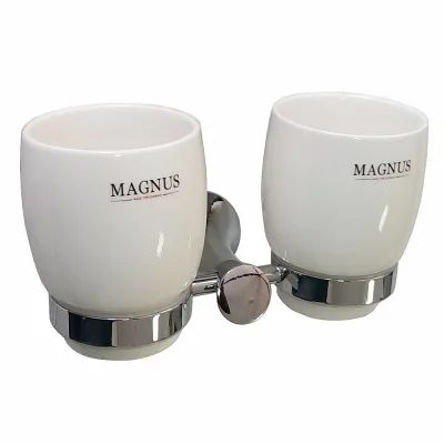 Стакан + стакан керамические с креплением к стене MAGNUS 85160
