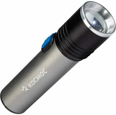 Фонарь акк. руч. LED 3Вт линза зум аккум. Li-ion 18650 1.2А.ч USB-шнур анодир.алюм. Космос KOS111Lit