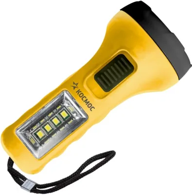 Фонарь ручной 1Вт (0,5ВтLED+4SMD) 1*АА ABS-пластик, ремешок КОСМОС КОС119В