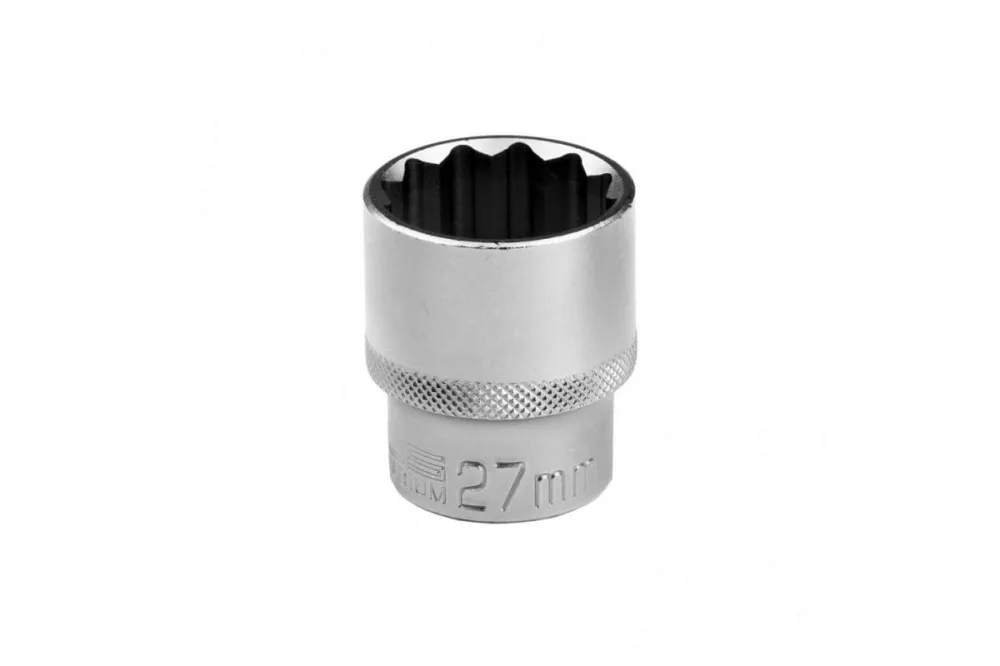 Головка торцевая 27мм 12-гранная CrV под квадрат 1/2" хром Stels 13671
