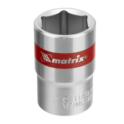Головка торцевая 18мм 1/2" 6-гран CrV, под квадрат MATRIX 13118