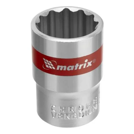 Головка торцевая 19мм, 12-гран, CrV, под квадрат 1/2" Matrix 13691