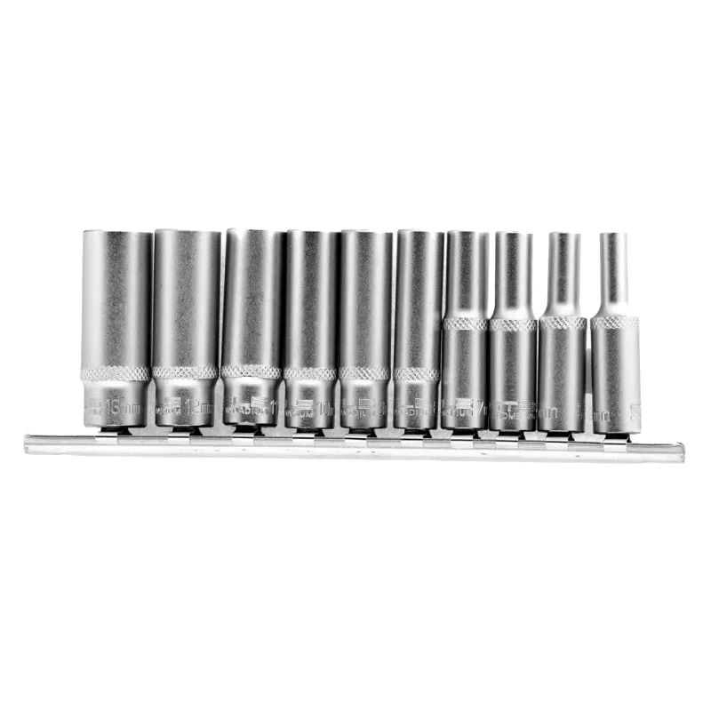 Набор удлиненных торцевых головок 1/4", 6-ти гр., CrV, 10шт., 4-13мм Stels 13605