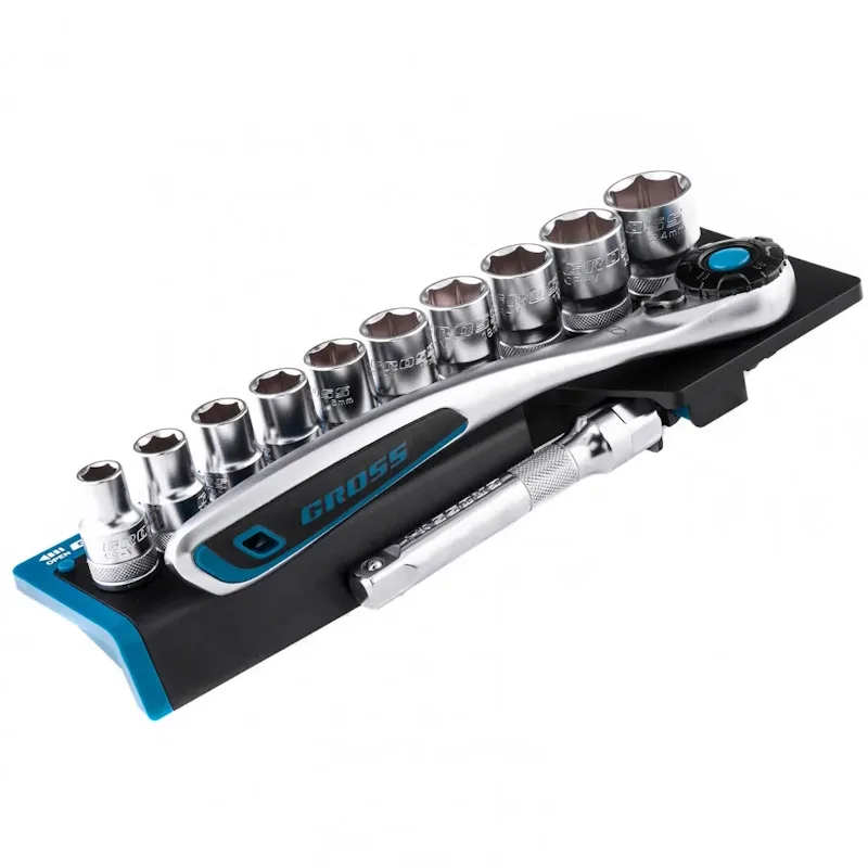 Набор торц головок трещотка (12пр) 120зуб 1/2" CrV GROSS 14138