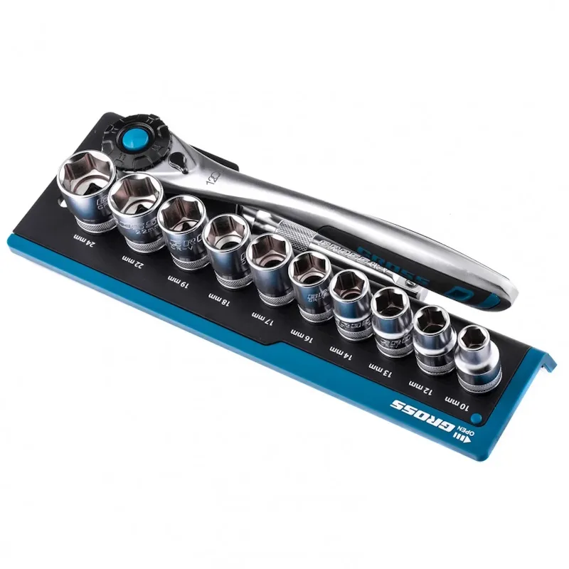 Набор торц головок трещотка (12пр) 120зуб 1/2" CrV GROSS 14138