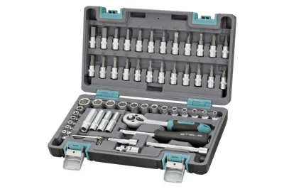 Набор инструментов 1/2", 1/4", CrV, пластиковый кейс 76 предметов STELS 14101