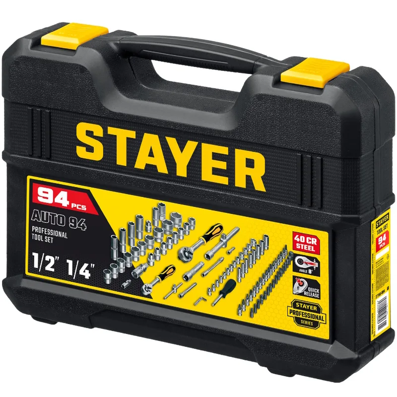 Набор инструмента универсальный 1/2", 1/4" (94пр) STAYER AUTO-94 27760-Н94