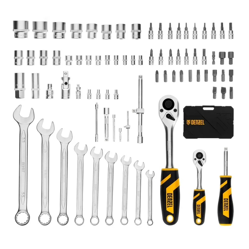 Набор инструментов 1/2", 1/4", CrV, S2, 82 предмета, кейс Denzel 15809