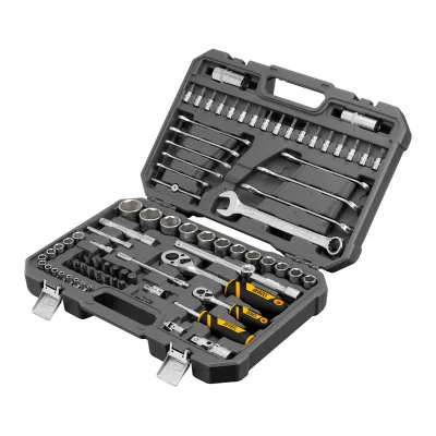 Набор инструментов 1/2", 1/4", CrV, S2, 82 предмета, кейс Denzel 15809