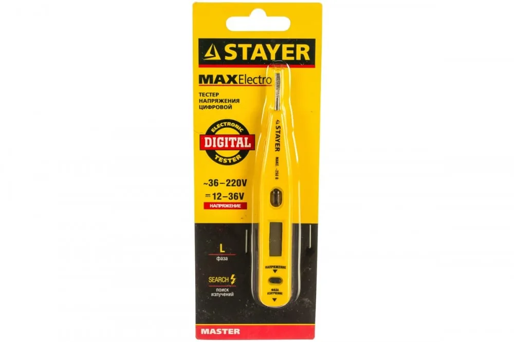 Тестер напряжения STAYER "MASTER" цифровой 12-220В 125мм 45290