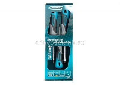 Набор отвёрток (3 шт) S2 3х-комп рукоятка GROSS 12167