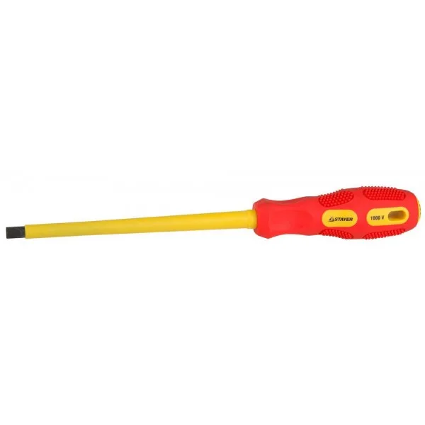 Отвертка STAYER PROFESSIONAL MAX-GRIP диэл двукомп рукоятка, Cr-V, SL8.0*175мм 25827-08-175 G