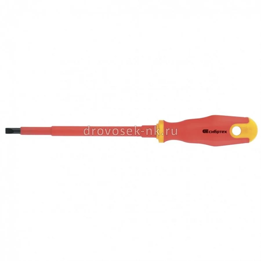 Отвертка Сибртех SL6,5*150mm двухк рук диэлектр. 12935