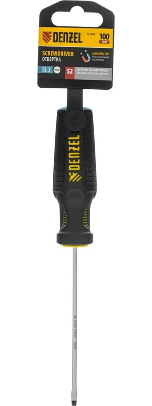 Отвертка SL3*100мм S2 3-х комп рукоятка Denzel 121907