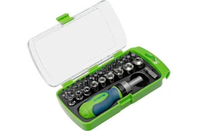 Отвертка ревер. + биты, 41 пред., PH+PZ+SL+H+T, CrV, 2к рукоятка Сибртех 133587