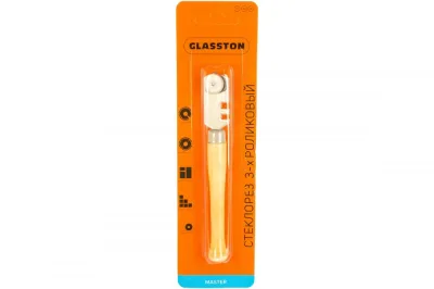 Стеклорез деревянная рукоятка, 3-х роликовый Glasston Master Россия 46-3-006/87217