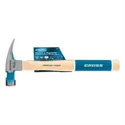 Молоток-гвоздодер 450г угол 75 магнит обрезин. рукоятка AMERICAN HICKORY Gross 10418