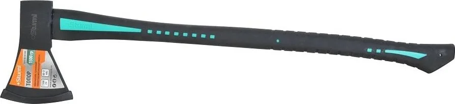 Топор 1500г. Кованый боек, удлинен. полностью обрезин. рукоятка Sturm!