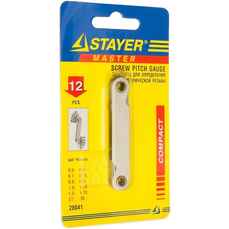 Шаблон STAYER PROFI д/опр шага метрич резьбы 0,5-1,75мм и труб резьбы 0,907/1,07мм 28041