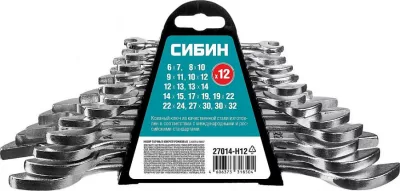 Набор ключей рожковых (12шт) 6-32мм СИБИН 27014-H12