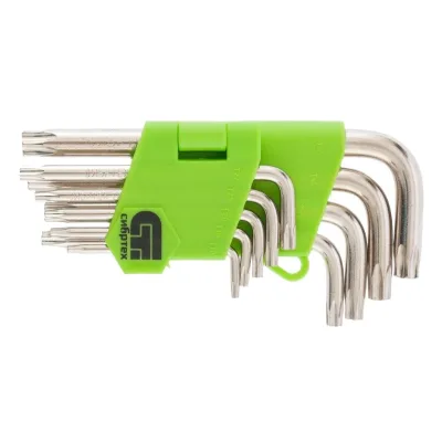 Набор ключей имбусовых TT10-TT50, 45x, короткие,закаленные, никельTamper-Torx 9шт. СИБРТЕХ 12321