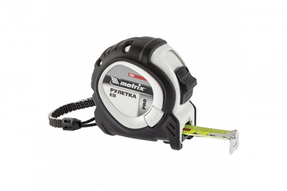 Рулетка 3м*16мм обрезиненый пластик Neon MATRIX 32590