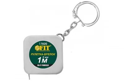Рулетка -брелок 1м*6мм белая квадратная FIT 17820