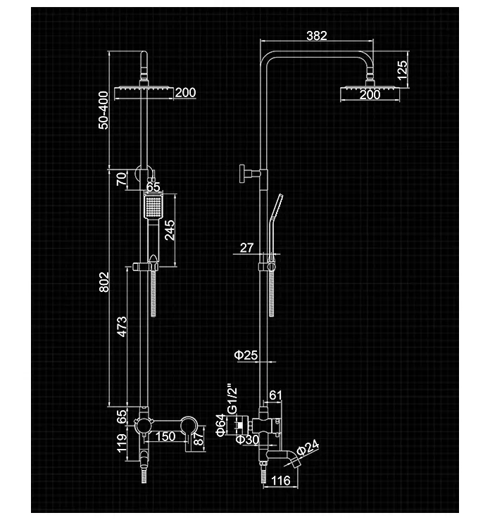 Душевая система из нерж. стали LEDEME L72401