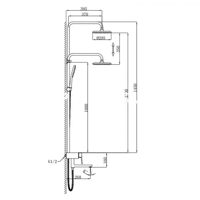 Душевая стойка с смесителем + полка и крючки GAPPO G2468