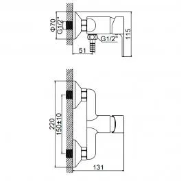 Смеситель для душ. кабины LEDEME L2003W