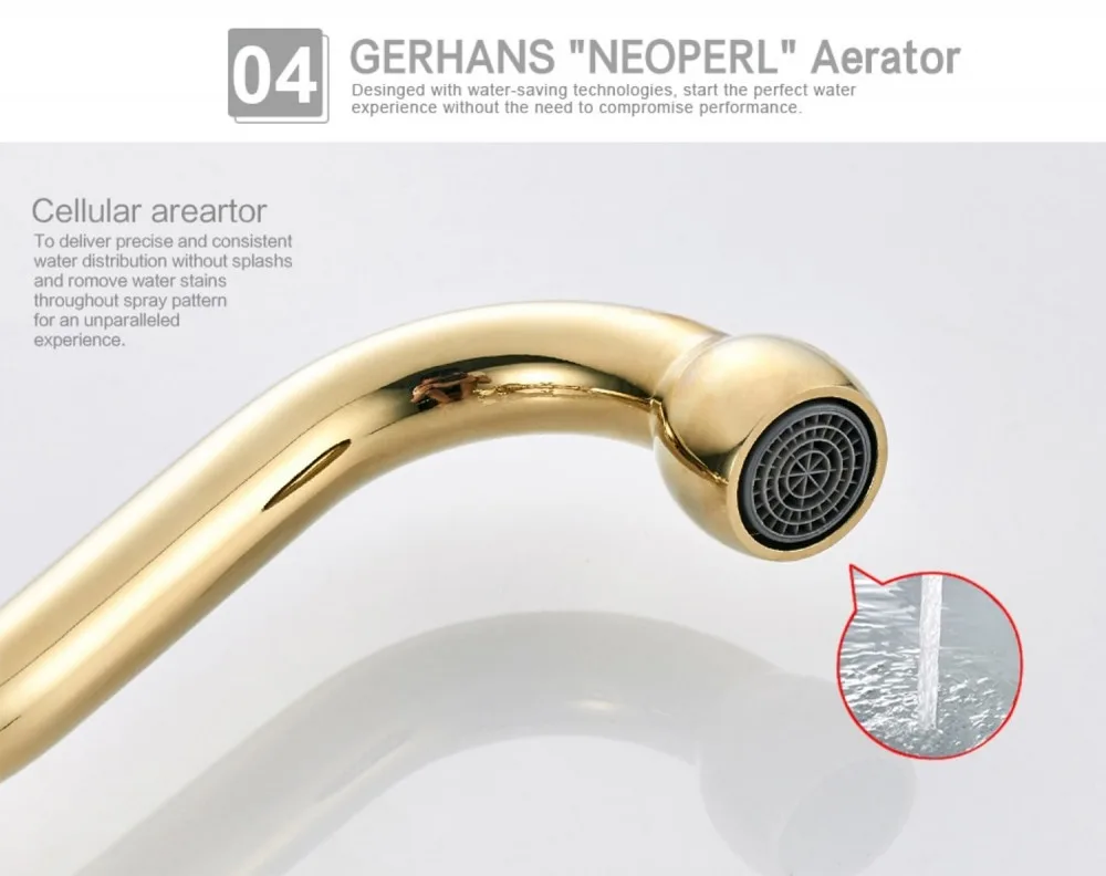 Смеситель Gerhans для кухни с гайкой (золотой) K14001G