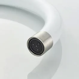Смеситель Ledeme для кухни с гайкой Белый+Сатин L74105W