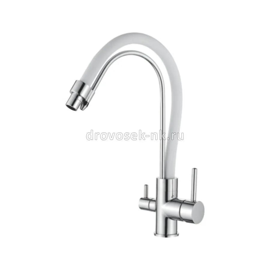 Смеситель Белый. кух. с вых. для пит. воды LEDEME L4755-3