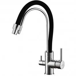Смеситель Черный. кух. с вых. для пит. воды LEDEME L4755-2