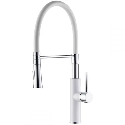 Смеситель для кухни белый корпус и излив LEDEME L4097W-3