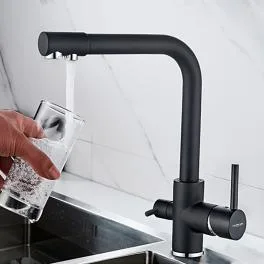 Смеситель для кухни с выходом д/пит/воды Черный LEDEME L4055B-3