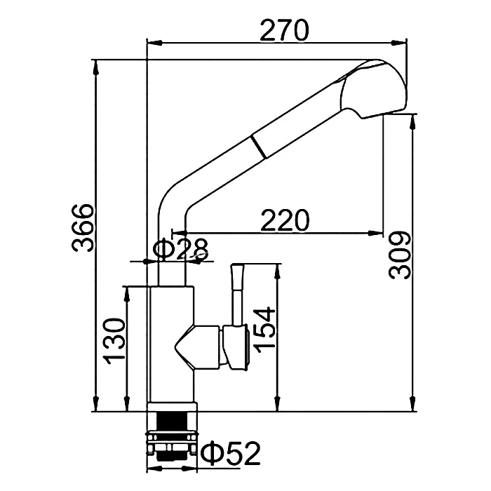 Смеситель для кухни с выдвижной лейкой LEDEME L76014