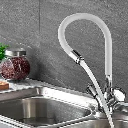 Смеситель для кухни с гибким изливом Ledeme L4022-3 белый