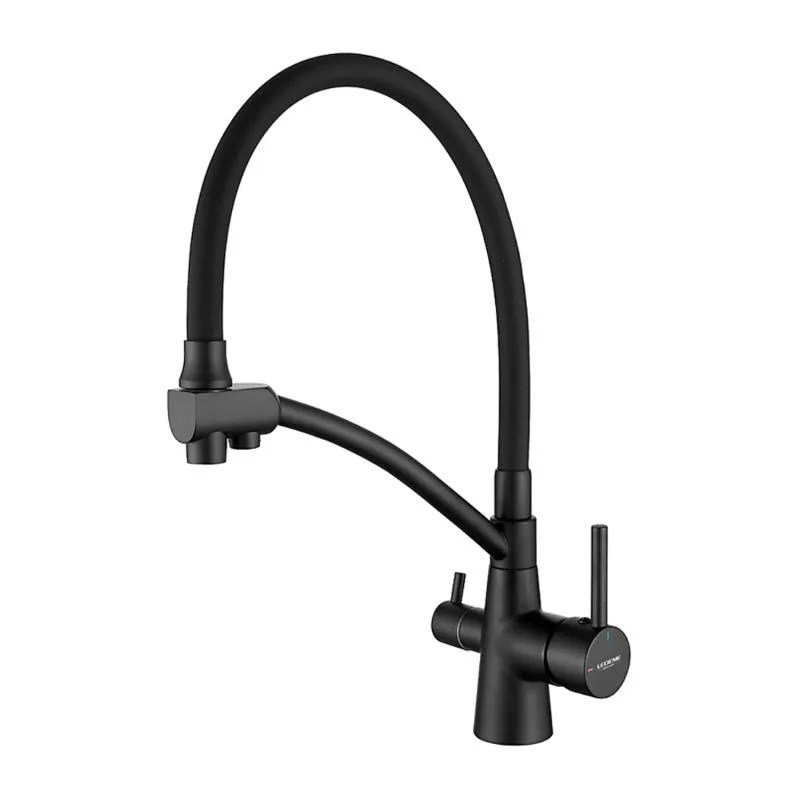 Смеситель для кухни черный LEDEME L4855B-2