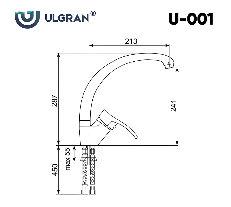 Смеситель для кухни Ulgran 001(308) черный
