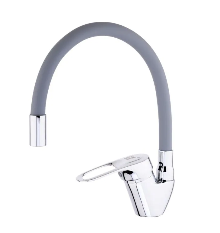 Смеситель для кухни Sanday ф40-гайка, латунь, хром, серый излив №5 46565-09