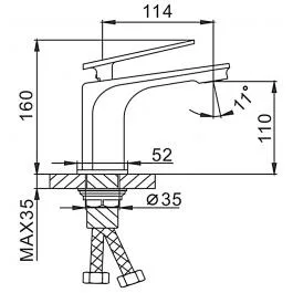 Смеситель для раковины, черный хром FRAP F1057