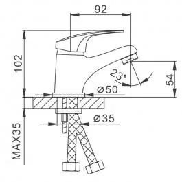 Смеситель для раковины ф35 хром FRAP F1039-B
