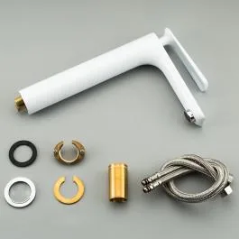 Смеситель д/раковины высокий бел/хром F1052-56