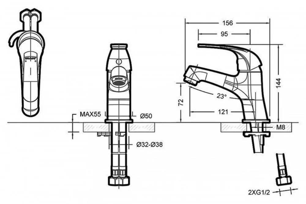 Смеситель для раковины с коротким изливом D1085