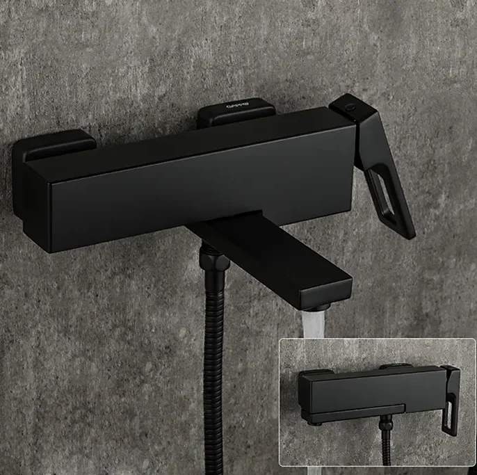 Смеситель для ванны c коротким изливом черный GAPPO G3217-6