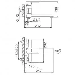 Смеситель для ванны хром FRAP F3272