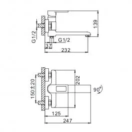 Смеситель для ванны хром FRAP F3272