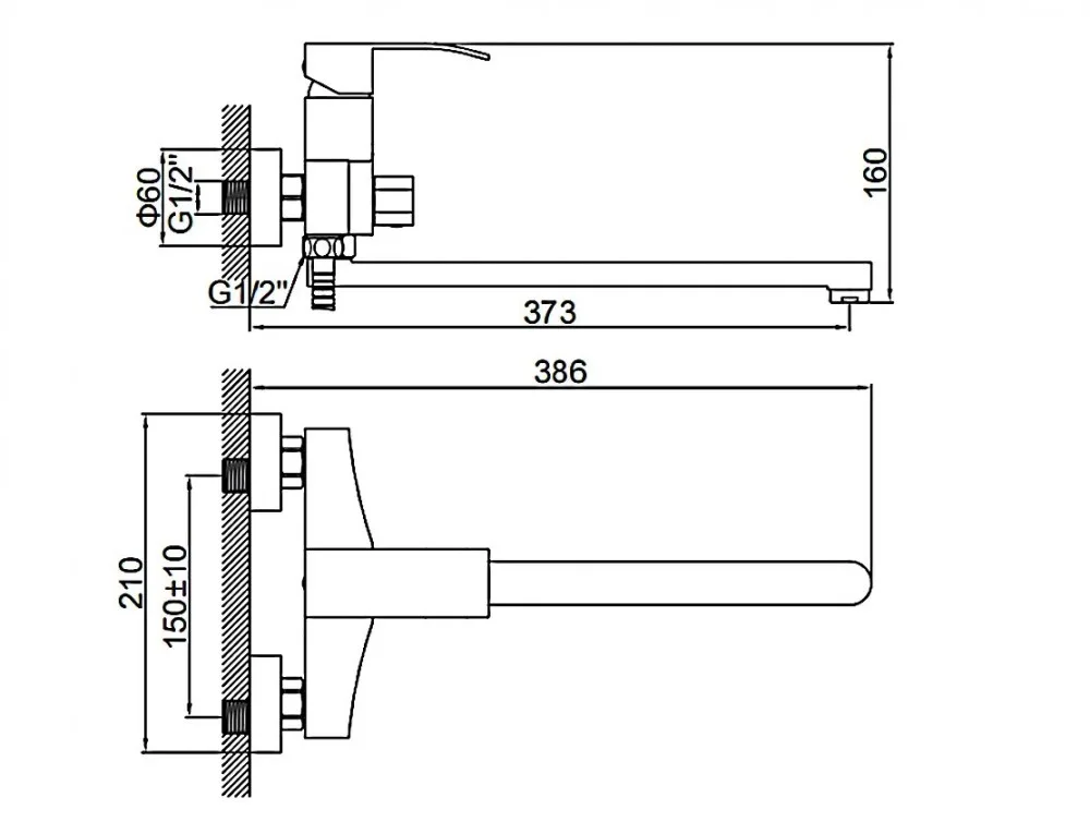 Смеситель для ванны с длинным изливом LEDEME L72217