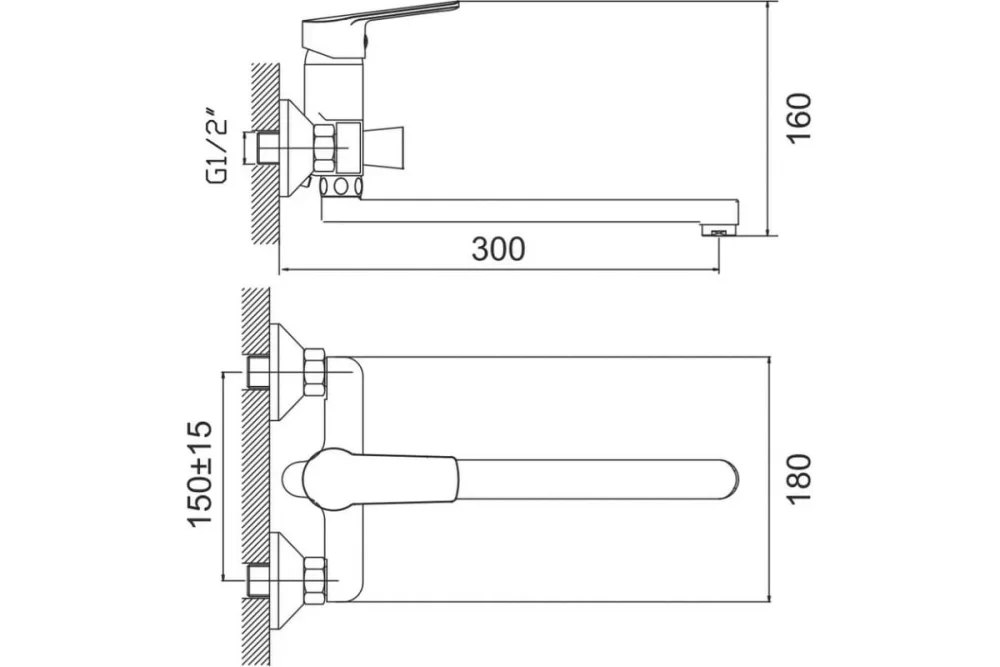Смеситель для ванны с длинным изливом L-30см GOTA ROCIO G024710